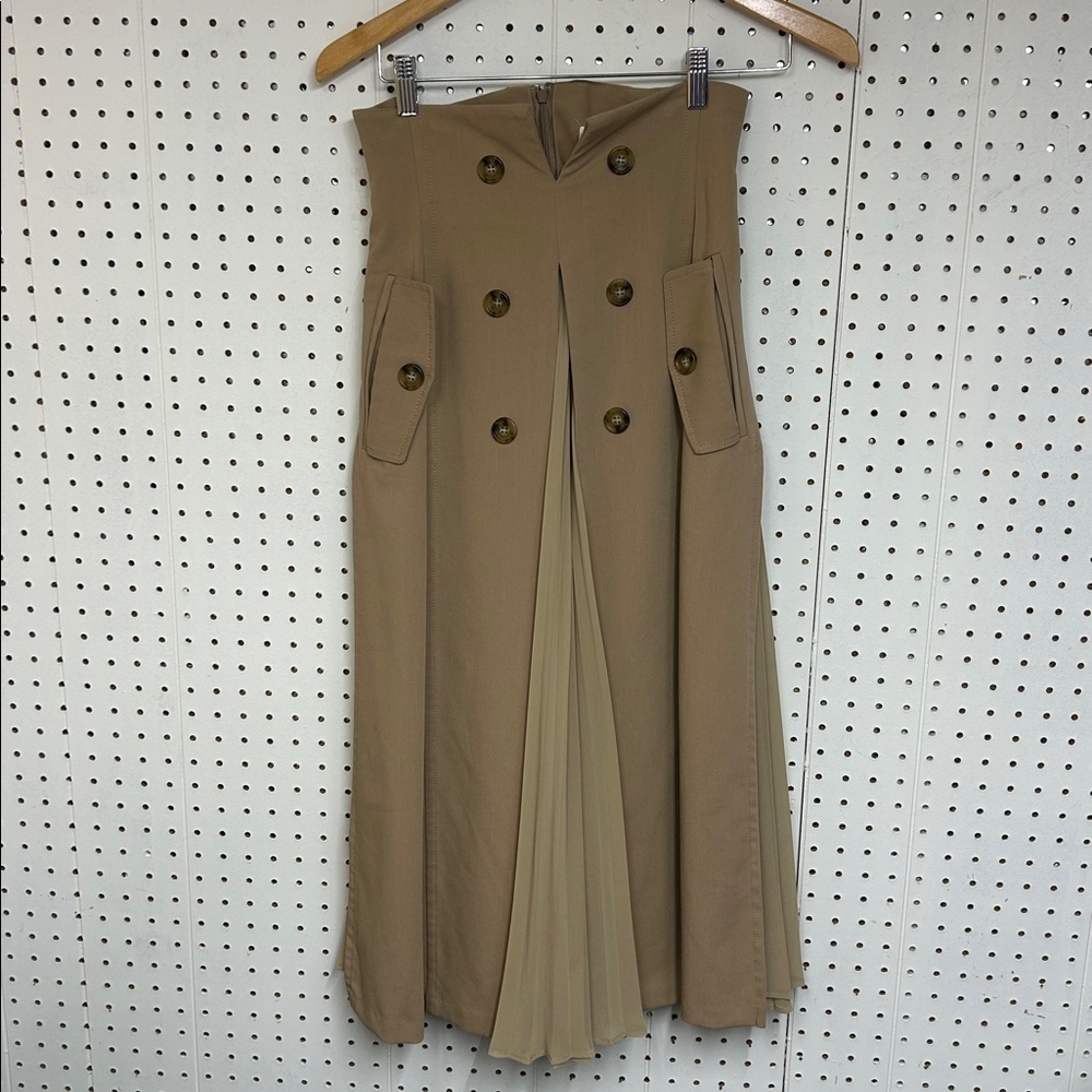 Fray I.D Chic Tan Pleated Women's Skirt